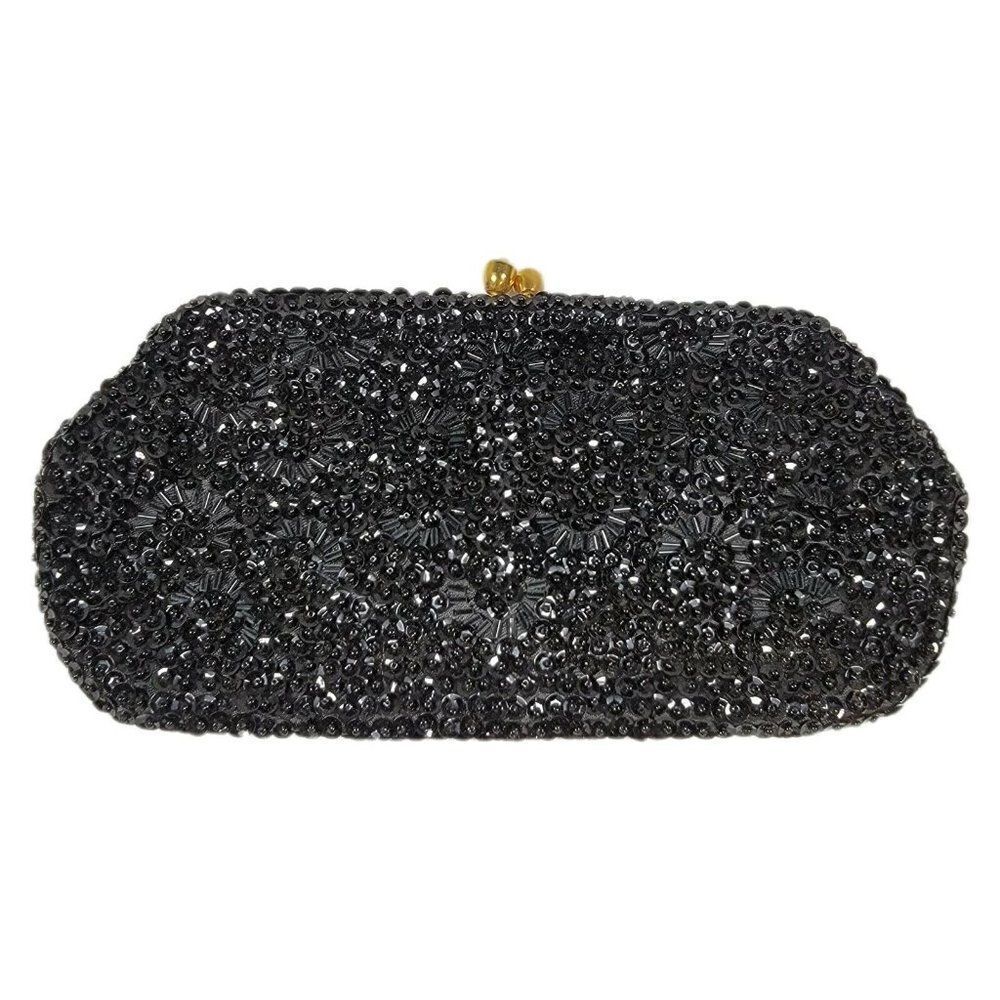 Vintage Sidney and Co Australia Black Beaded Starburst Kiss-Lock Purse Clutch